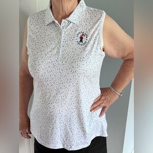 Peter Millar Ladies White and Blue Graphic Polo